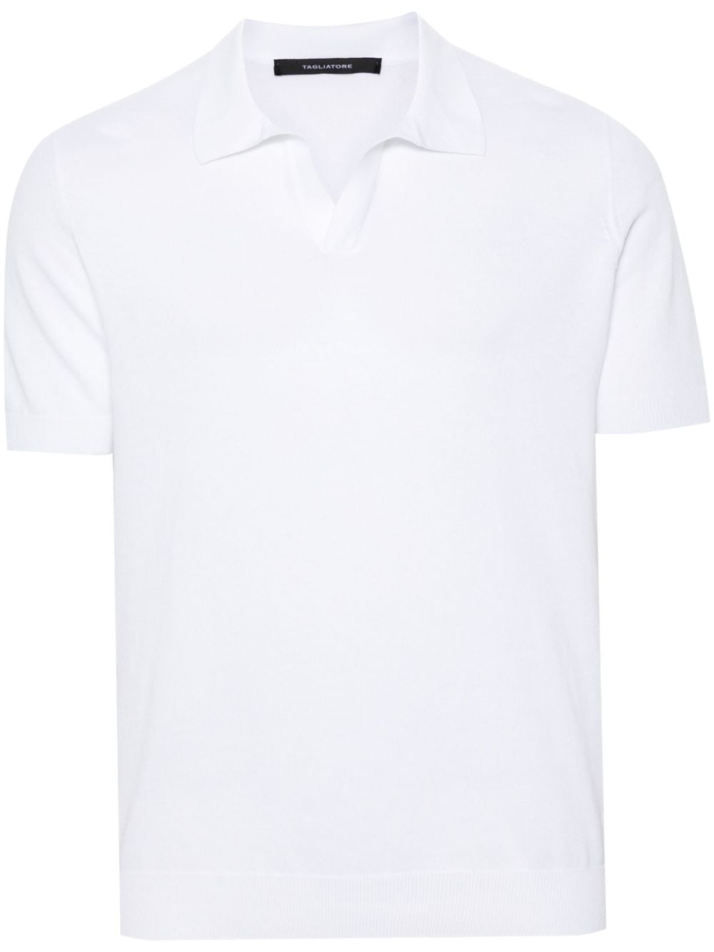 Shop Tagliatore Keith Knitted Polo Shirt In White