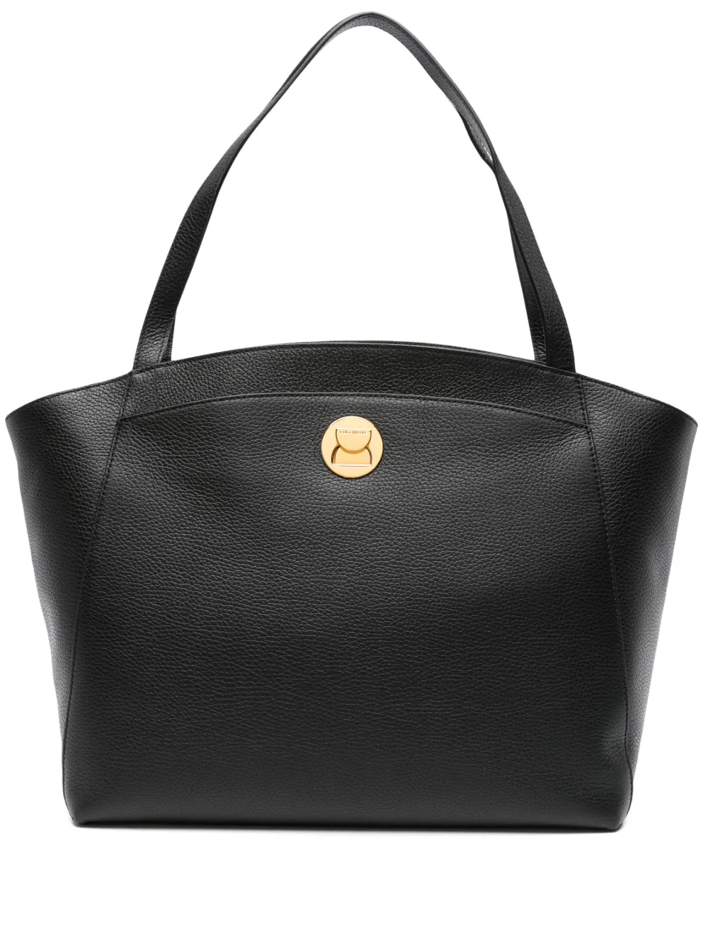 Coccinelle Logo-plaque Leather Tote Bag In Black