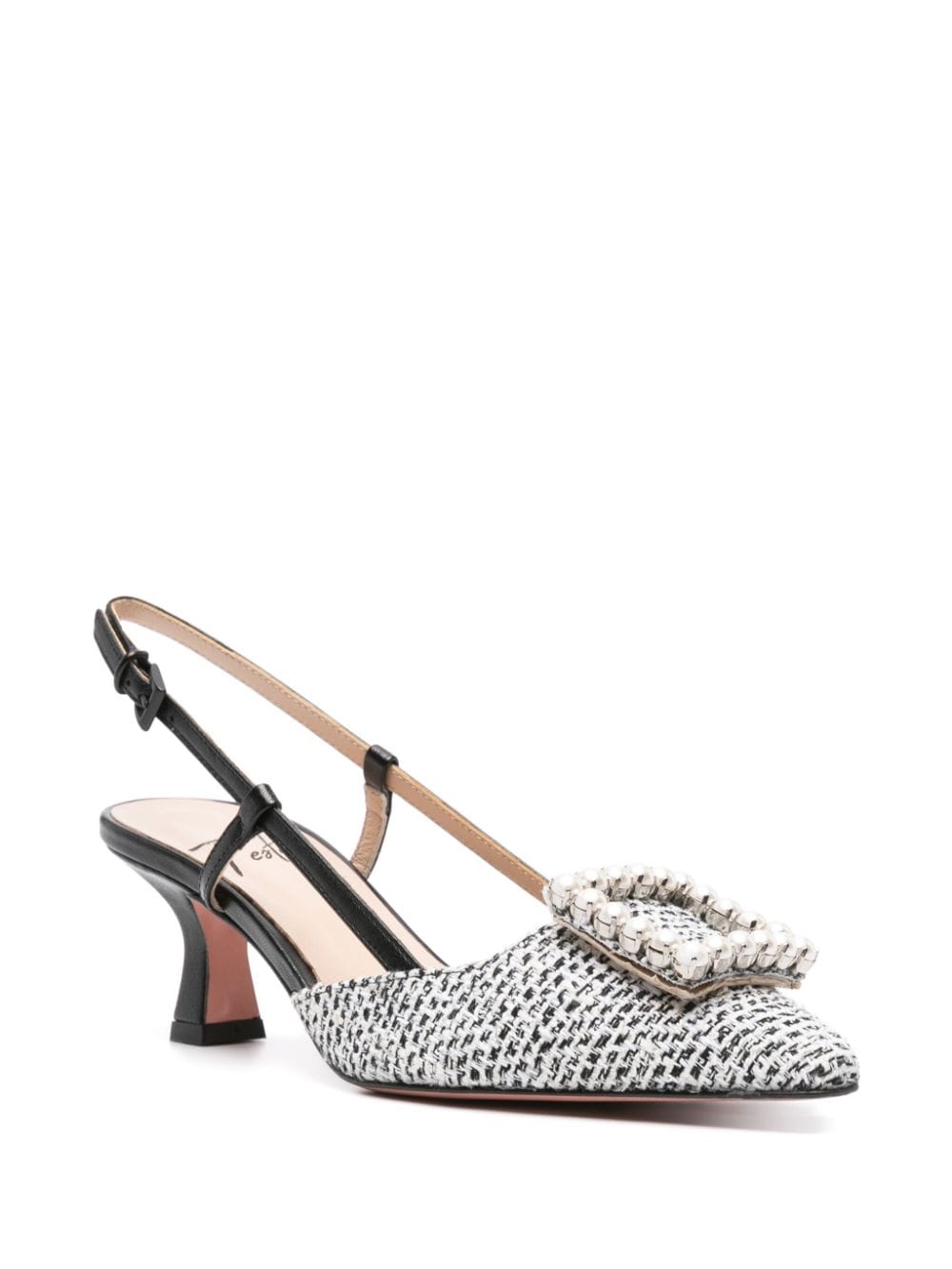 Shop Roberto Festa Stefy 50mm Tweed Pumps In Black