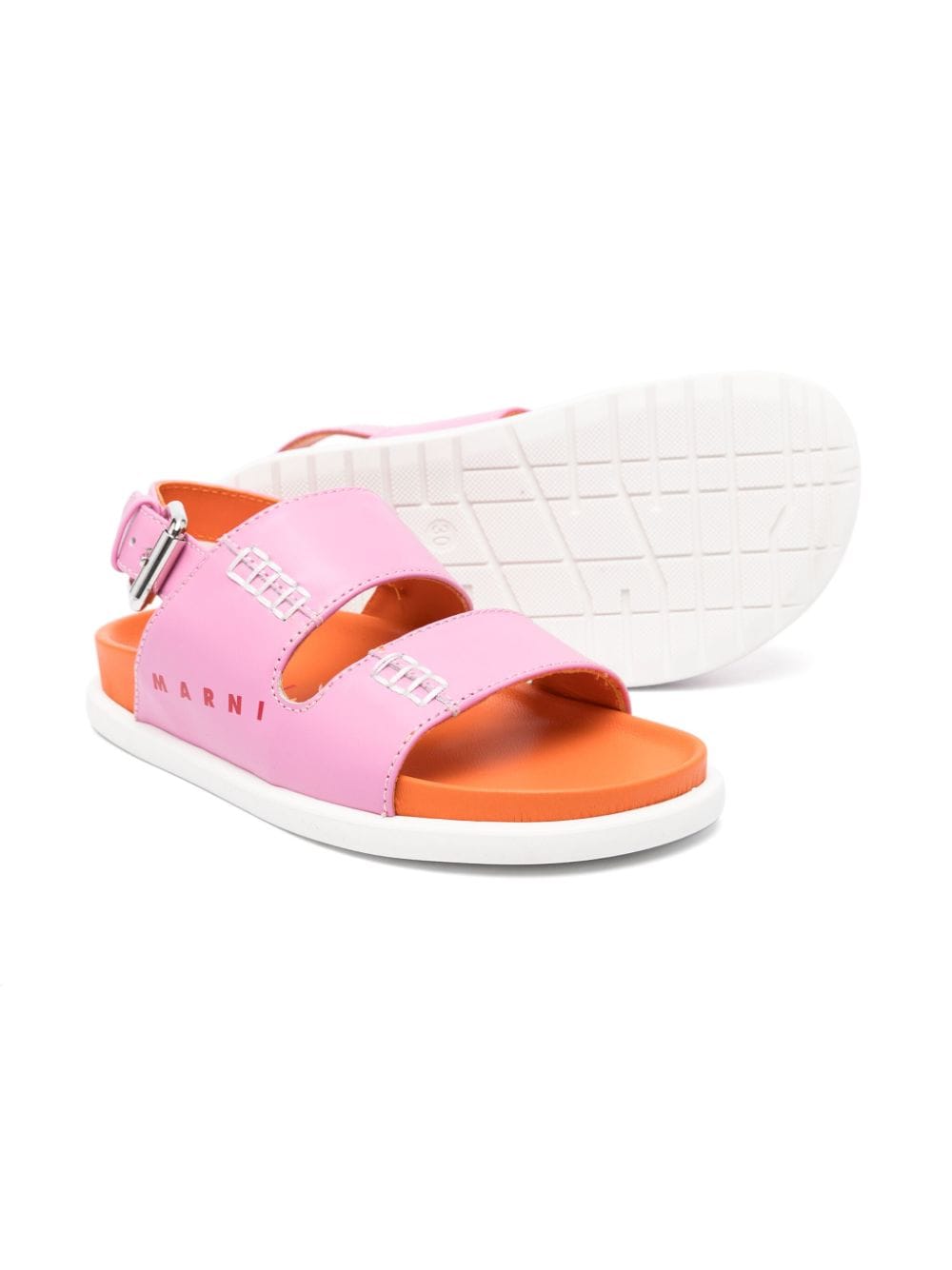 Shop Marni Buckled Leather Sandals In Pink