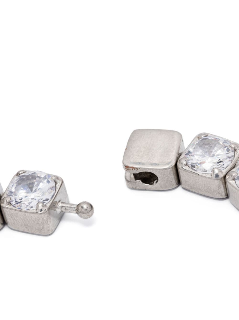 Shop Jil Sander Cubic-zirconia Bracelet In Silver