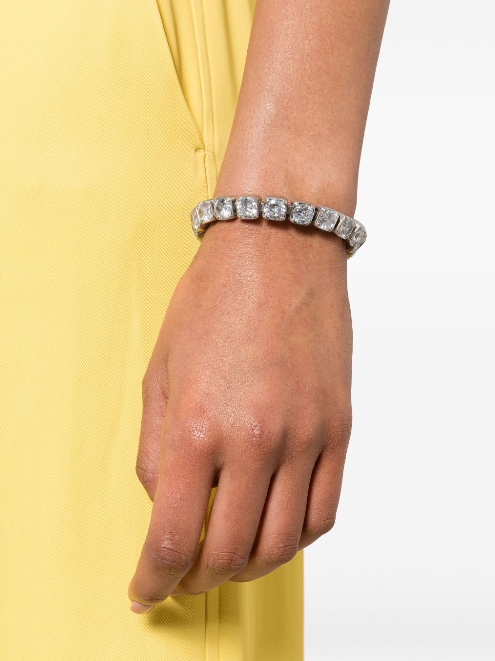 Shop Jil Sander Cubic-zirconia Bracelet In Silver