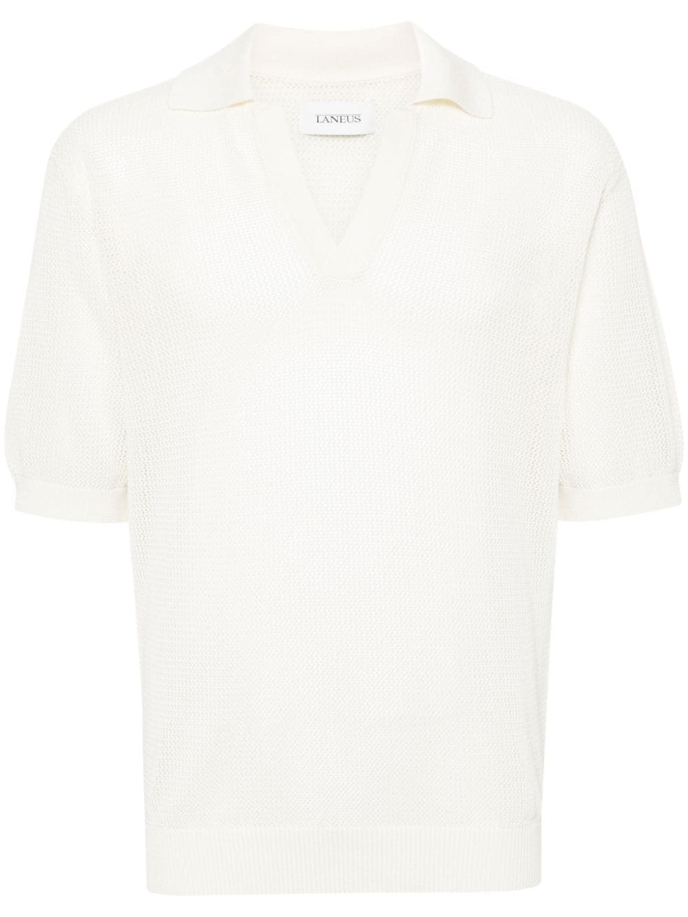 Shop Laneus Mesh Cotton Polo Shirt In Neutrals