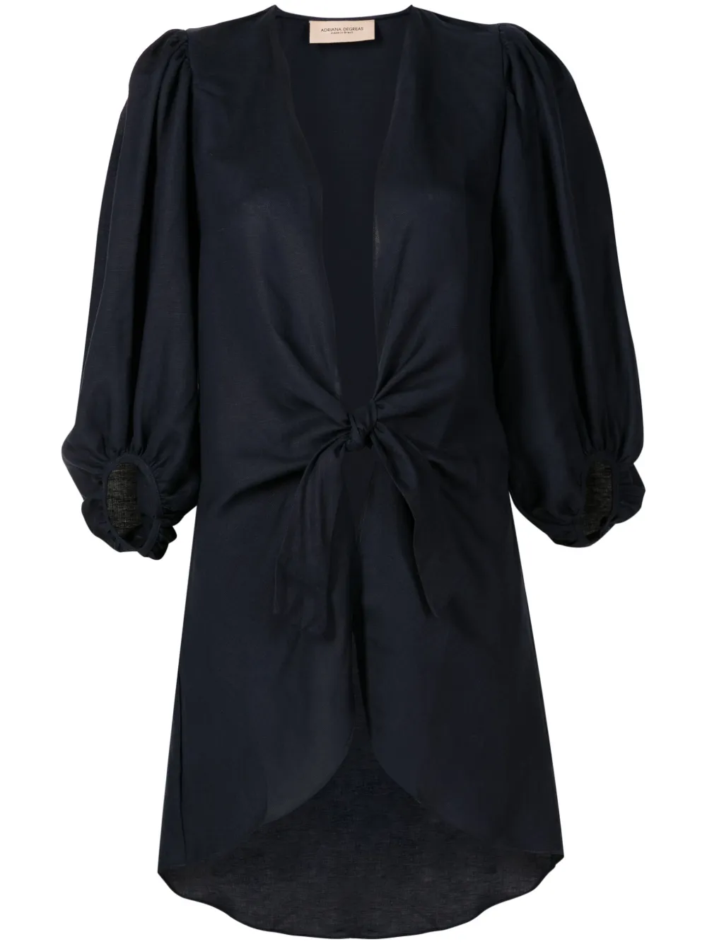 Adriana Degreas - Saída de praia com amarração frontal - mulher - linho/Viscose - G - Azul