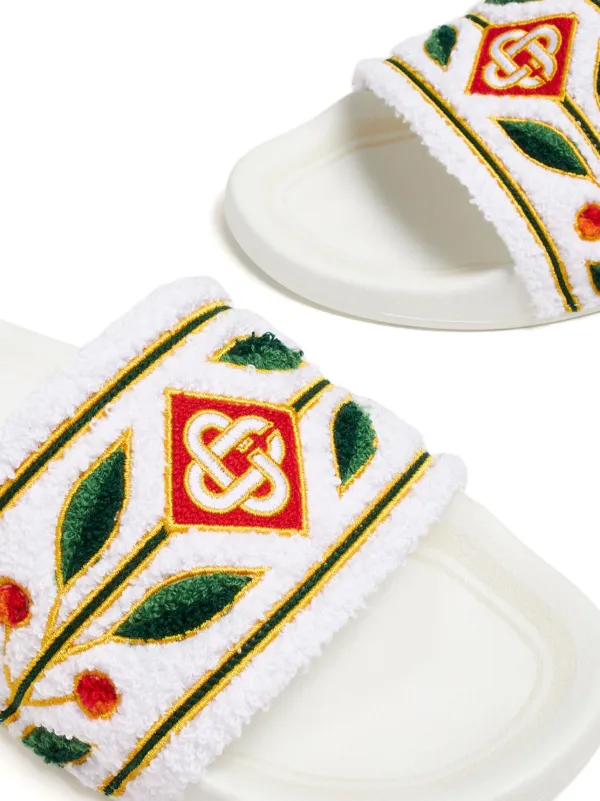Casablanca Embroidered Terry Slides | White | FARFETCH