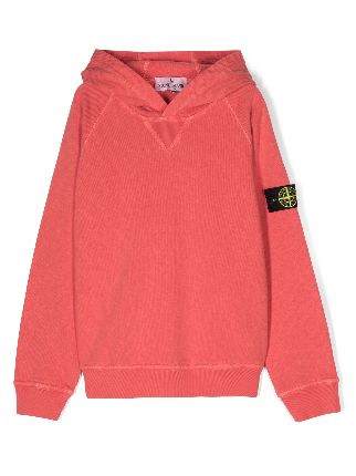 Stone Island Junior Compass-badge Cotton Hoodie | Red | FARFETCH UZ