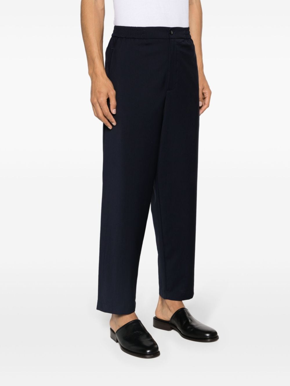 Shop Barena Venezia Elasticated-waist Tapered-leg Trousers In 蓝色