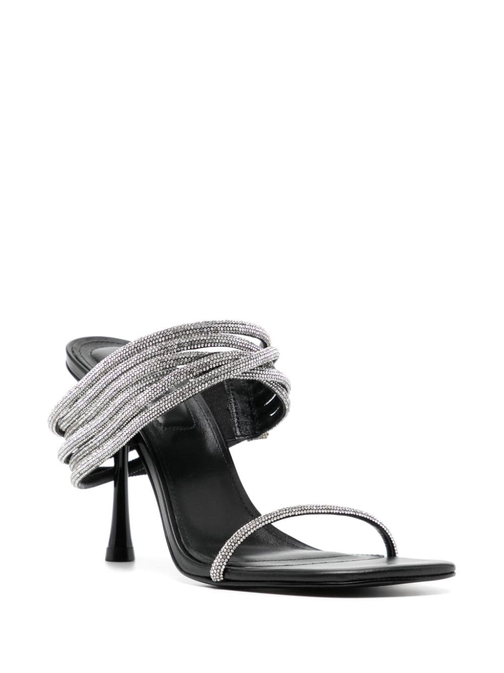 Shop Simkhai Infinity 90mm Crystal-embellished Leather Sandals In Black