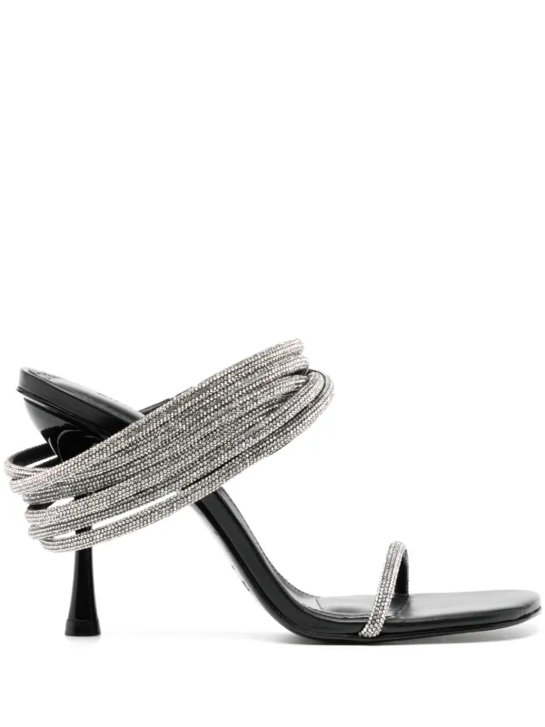 Simkhai Infinity 90mm Crystal-embellished Leather Sandals in Black