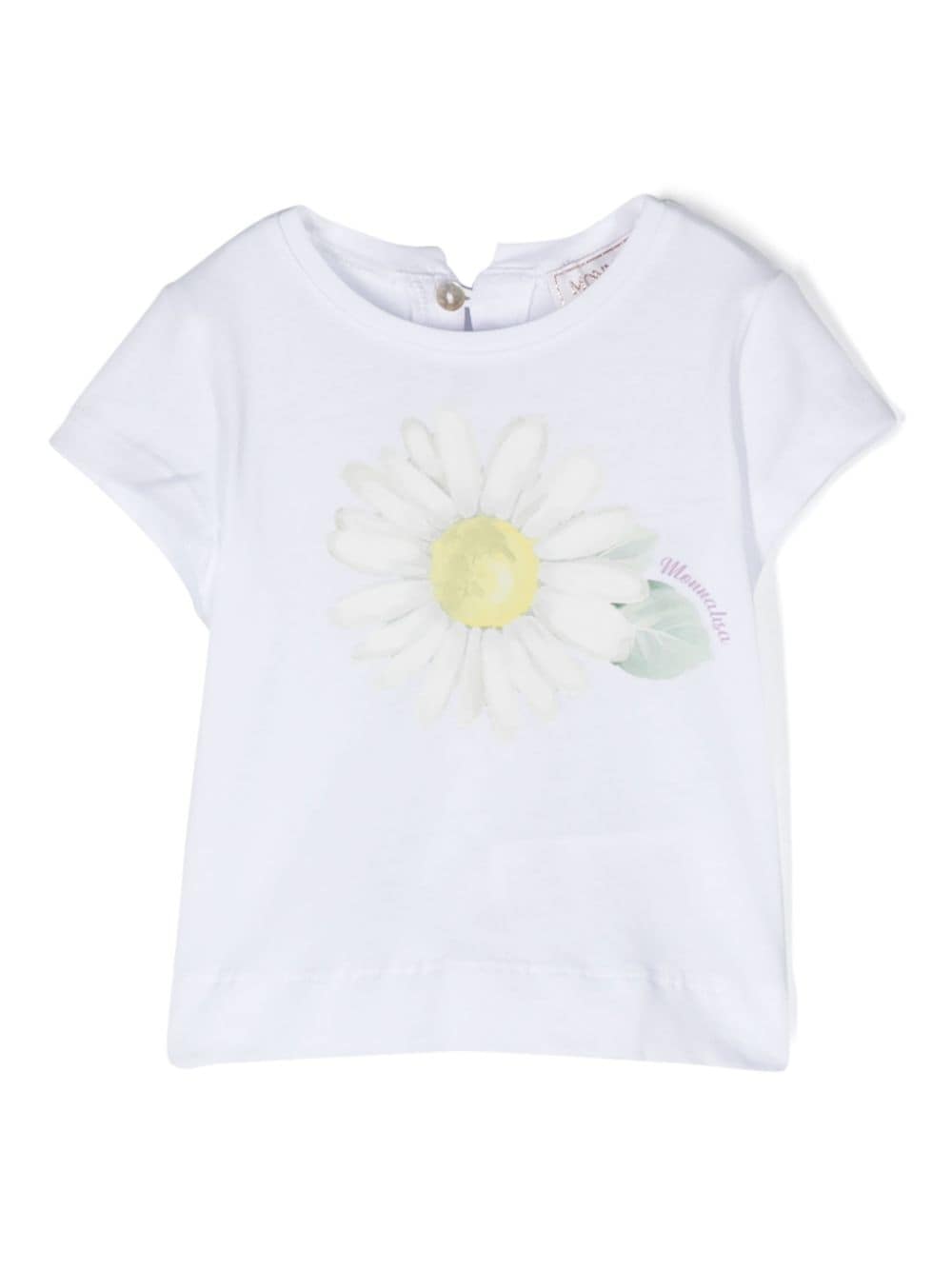 Monnalisa Babies' Floral-print Cotton T-shirt In White