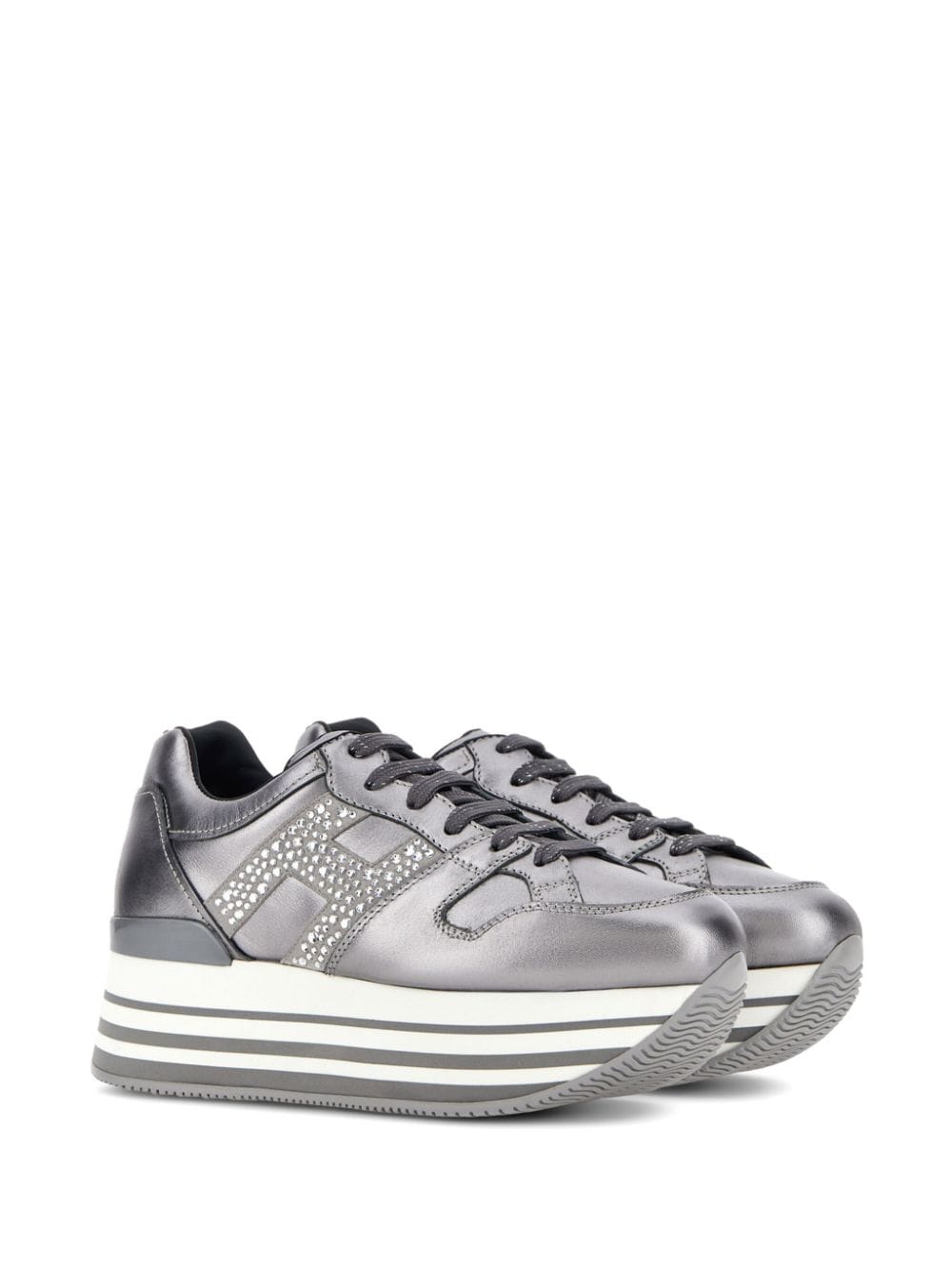 Hogan Maxi H222 sneakers met plateauzool - Zilver