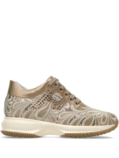 Hogan Interactive floral-embroidered sneakers