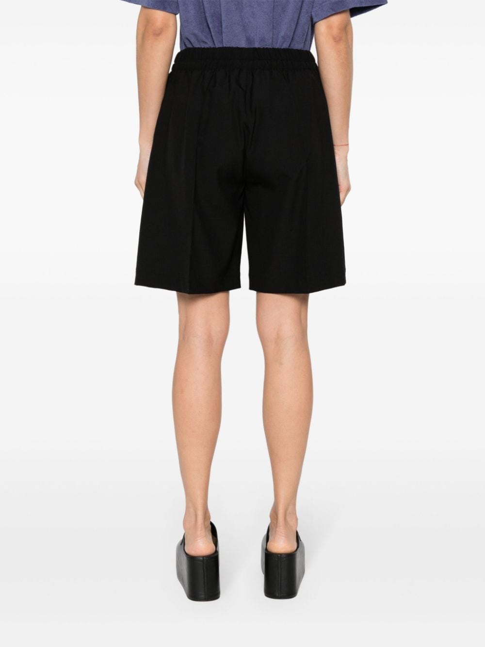 Shop Halfboy Fine-check-pattern Tailored Shorts In Black