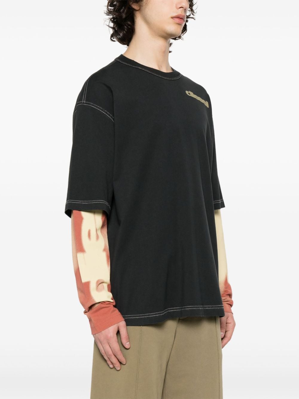 Shop Diesel T-wesher-n3 Layered-effect T-shirt In Black