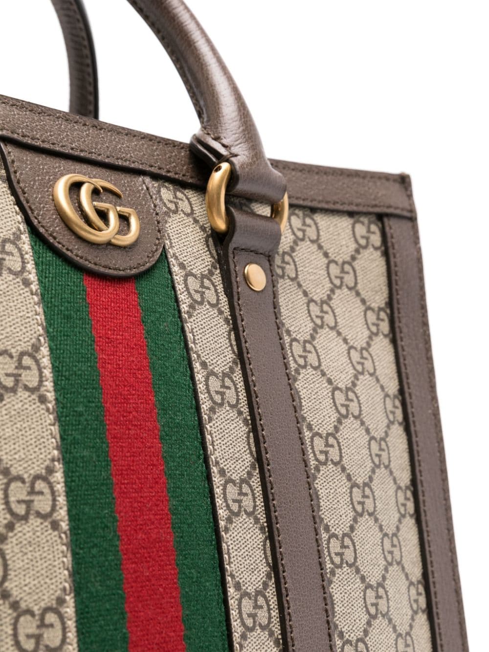 Shop Gucci Medium Ophidia Tote Bag In Braun