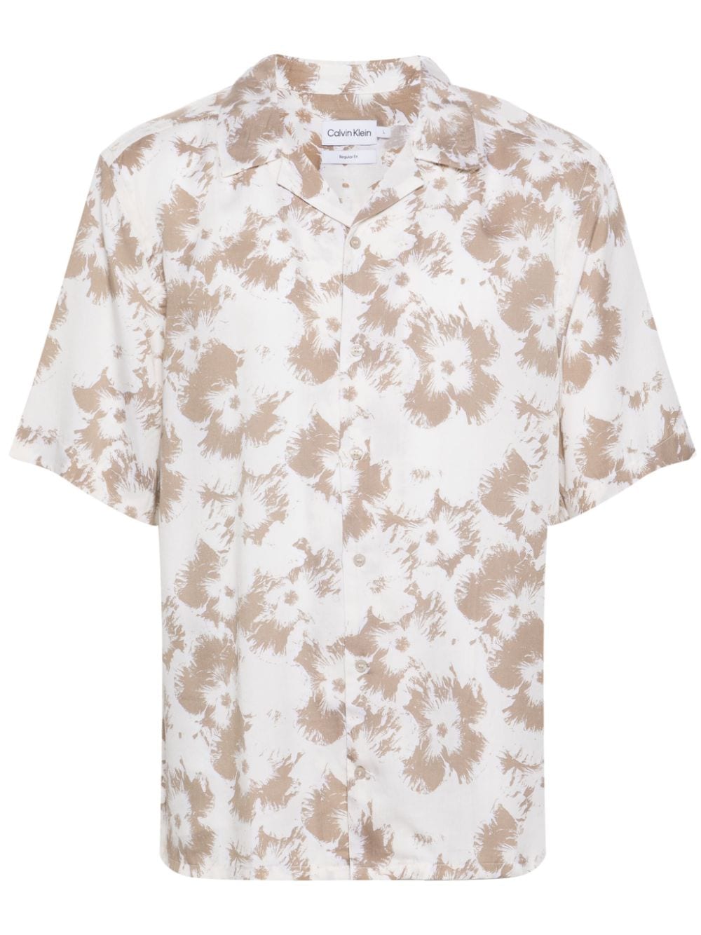 Shop Calvin Klein Floral-print Lyocell Shirt In 中性色