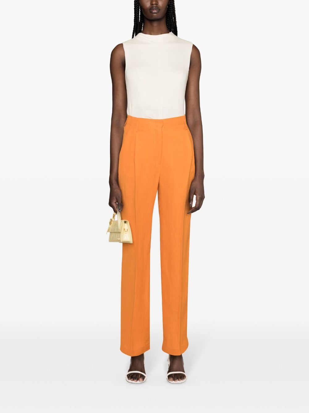 Shop Antonelli Sanzio High-waist Straight-leg Trousers In Orange