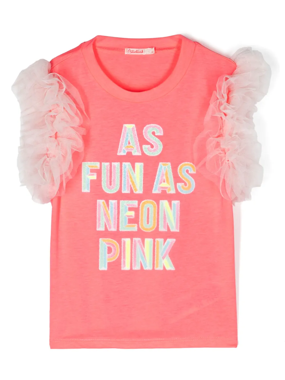 Billieblush slogan-appliqué ruffled T-shirt - Rosa