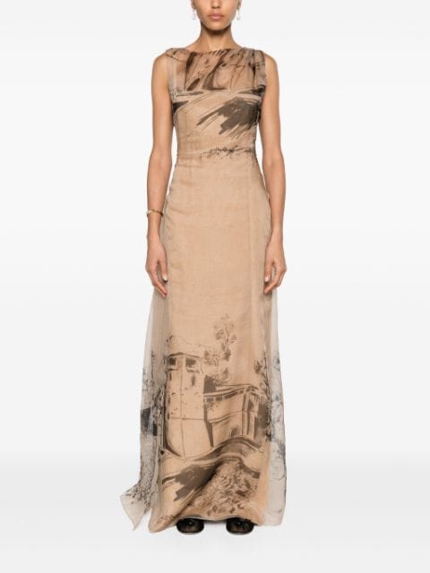 graphic-print silk maxi dress