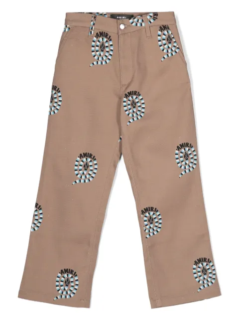 AMIRI KIDS pantalones chino con estampado de piel de serpiente