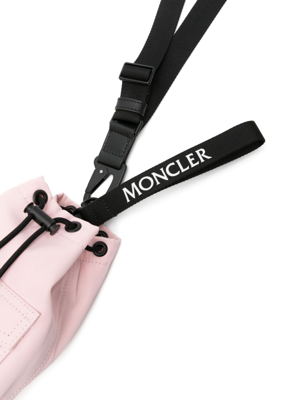 Shop Moncler Mini Logo-appliqué Bucket Bag In Pink