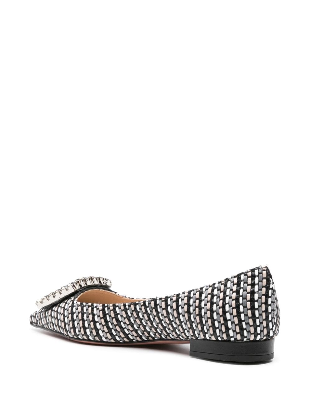 Shop Roberto Festa Pointed-toe Woven Ballerina Shoes In Black