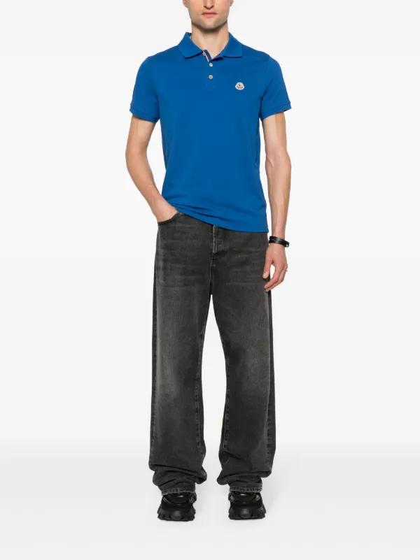 Moncler logo-appliqué Polo Shirt | Blue | FARFETCH