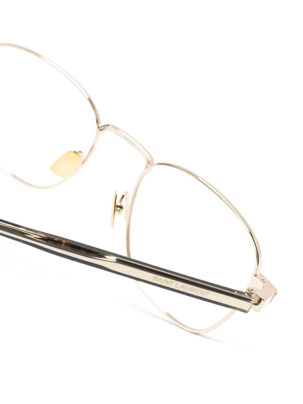 Shop Saint Laurent Sl 699 Square-frame Glasses In Gold