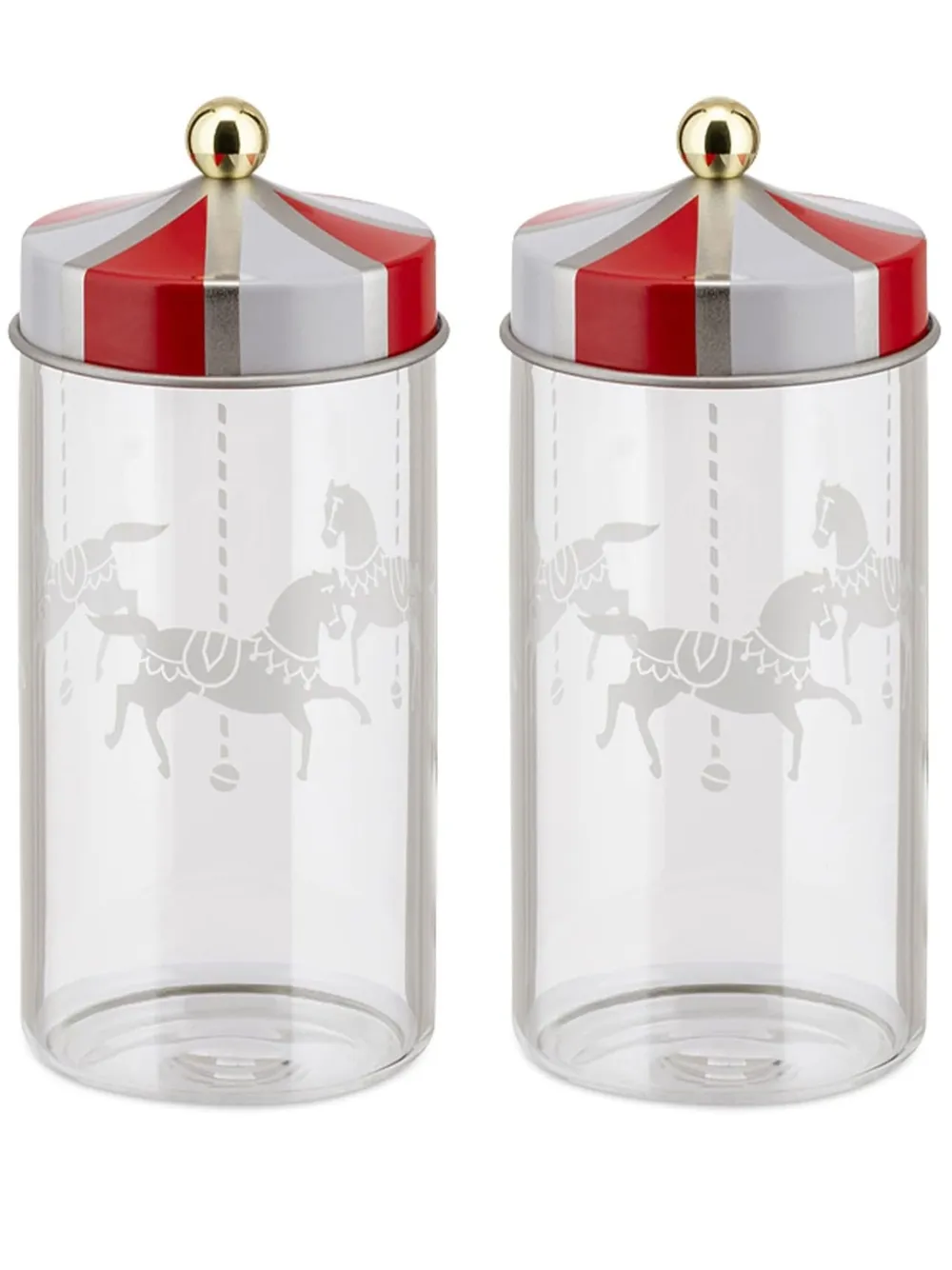 Alessi Circus Glass Jars (set Of Two) In 中性色