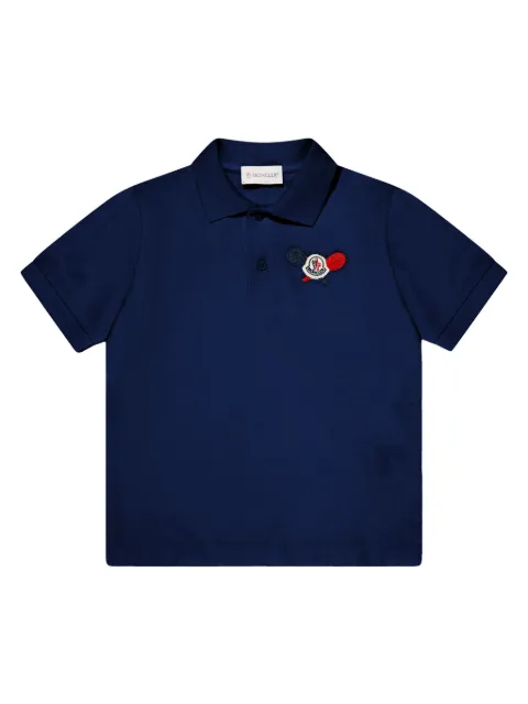 Moncler Enfant قميص بولو قطن بأبليكة شعار الماركة