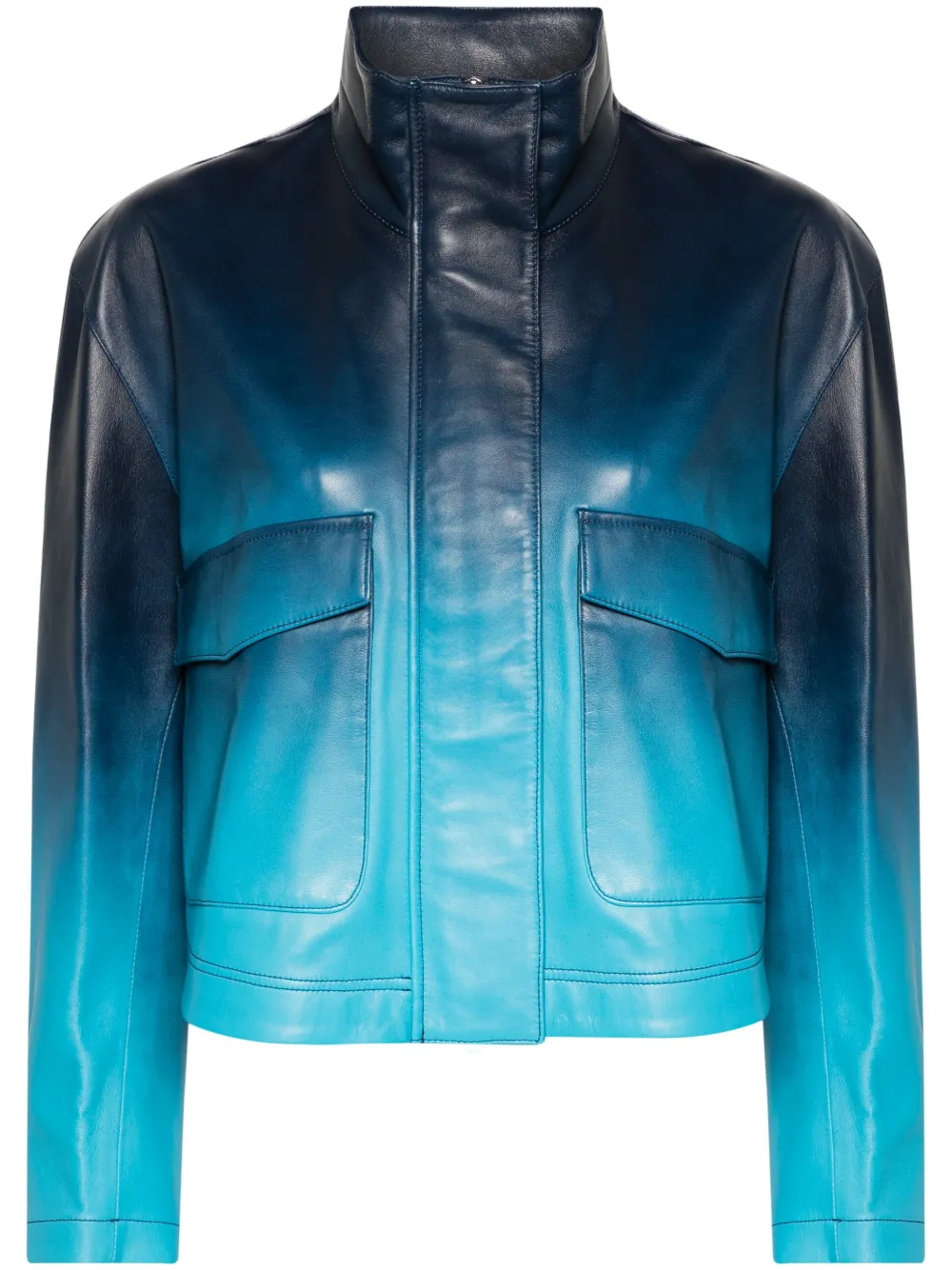 Arma Hannover Ombré Leather Jacket In Blue