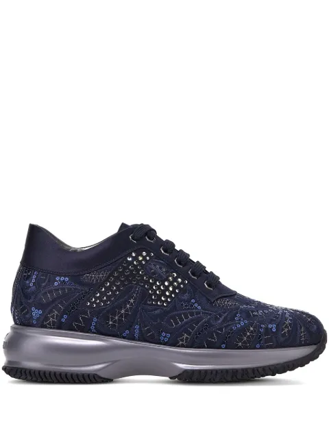 Hogan Interactive floral-embroidered sneakers