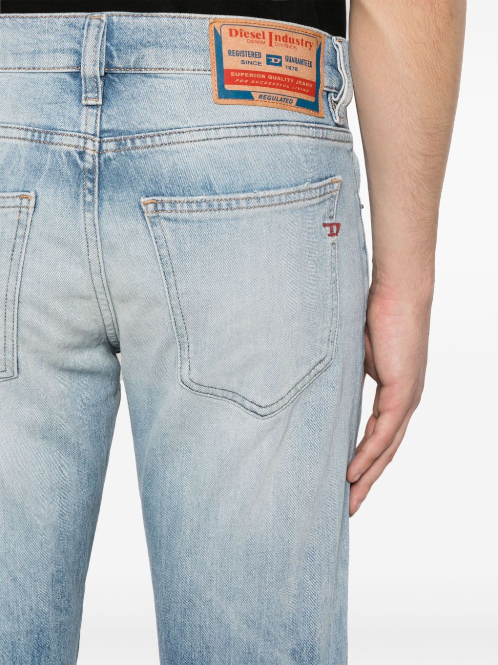 Shop Diesel Mid-rise Slim-fit Jeans In Blue