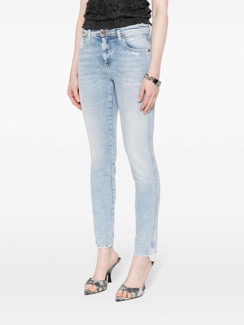 Shop Diesel 2015 Babhila Mid-rise Jeans In Blue