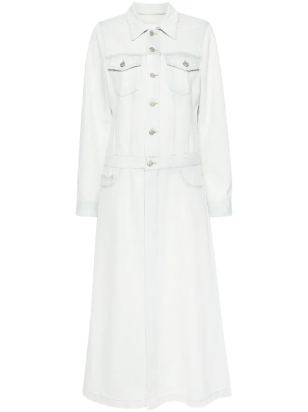 MM6 Maison Margiela Single-stitch Denim Maxi Coat in Blue