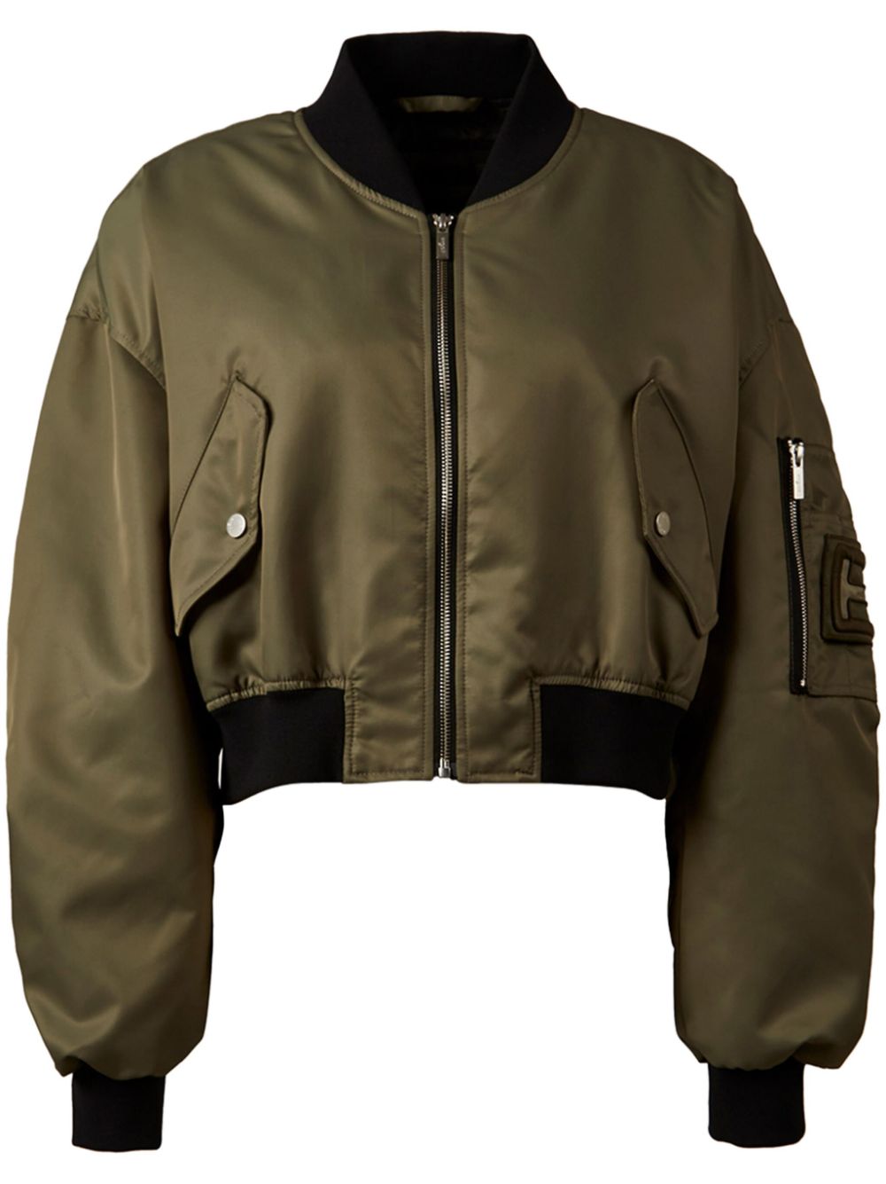 Hogan cropped satin bomber jacket - Verde