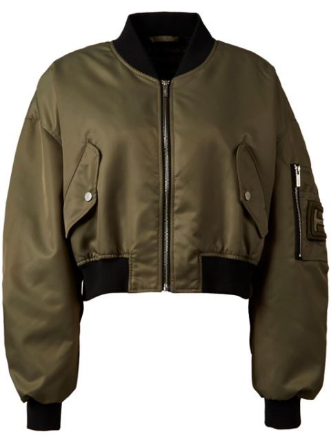 Hogan cropped satin bomber jacket