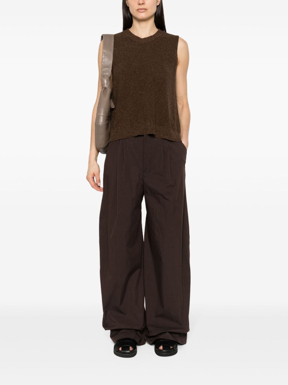Shop Lemaire Wide-leg Trousers In Brown