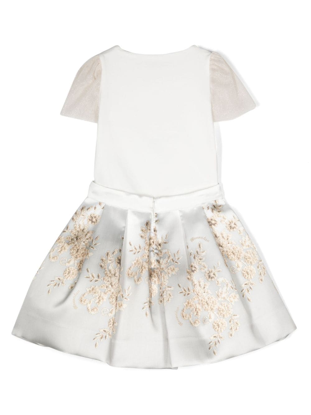 Shop Monnalisa Stud-embellished Skirt Set In Neutrals