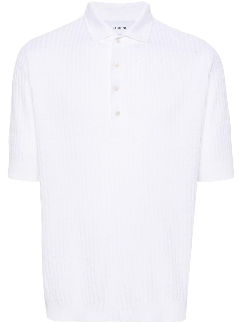 Shop Lardini Ribbed-knit Polo Shirt In 白色