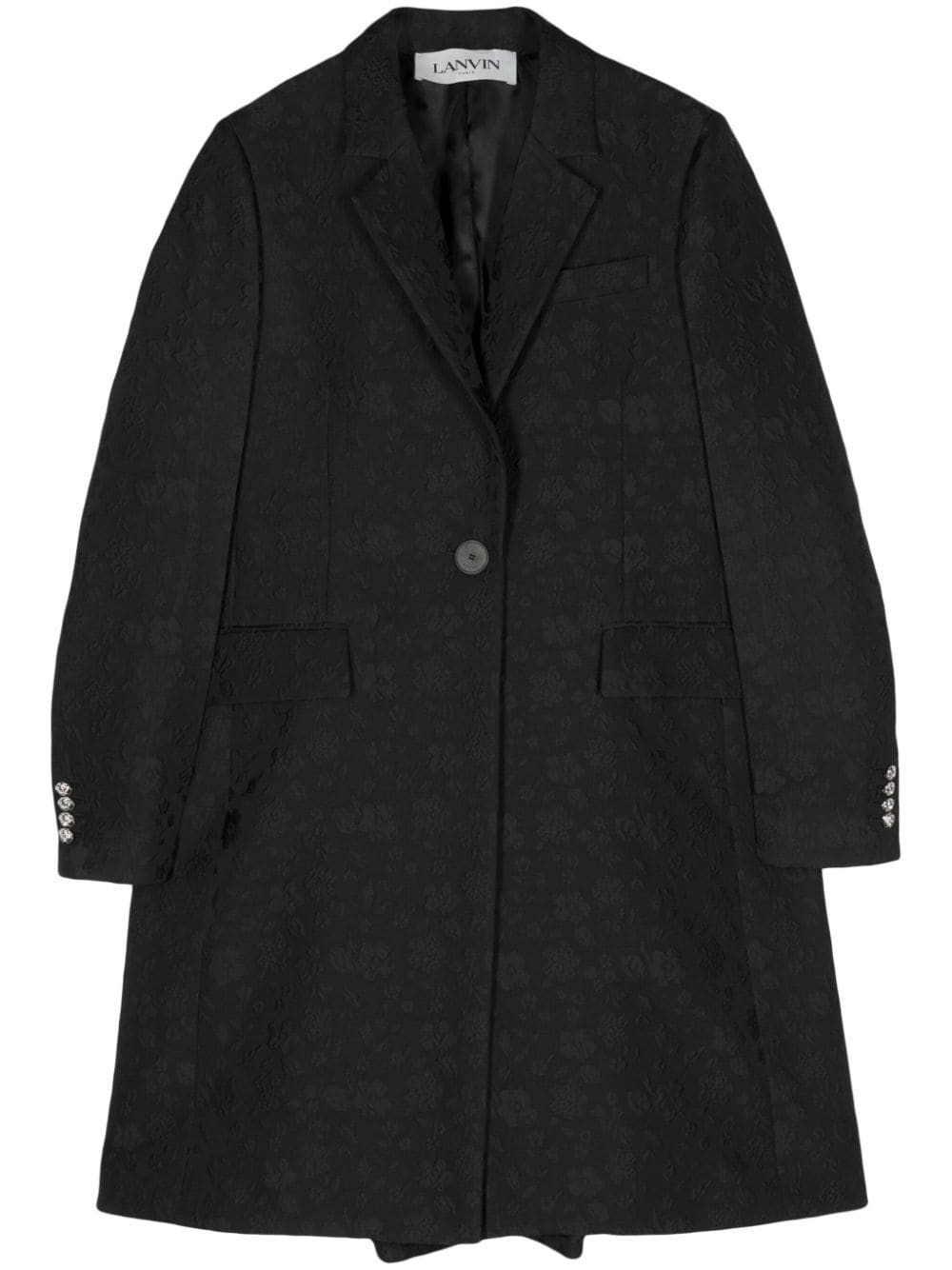 Lanvin Cloqué Midi Coat In Black