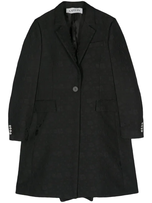 Lanvin Cloqué Midi Coat in Black