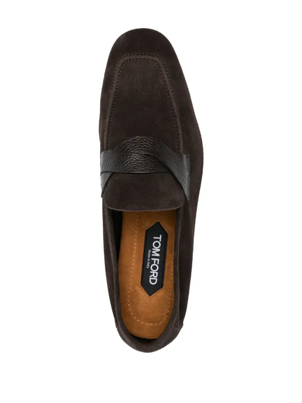 TOM FORD Sean twisted-band Suede Loafers | Brown | FARFETCH