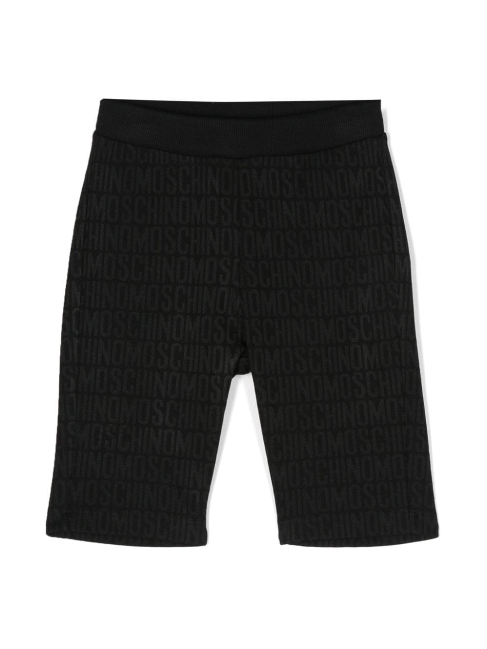 Moschino Kids' Logo-jacquard Ribbed Shorts In Black