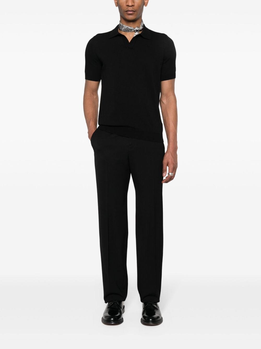 Shop Tagliatore Keith Knitted Polo Shirt In Black