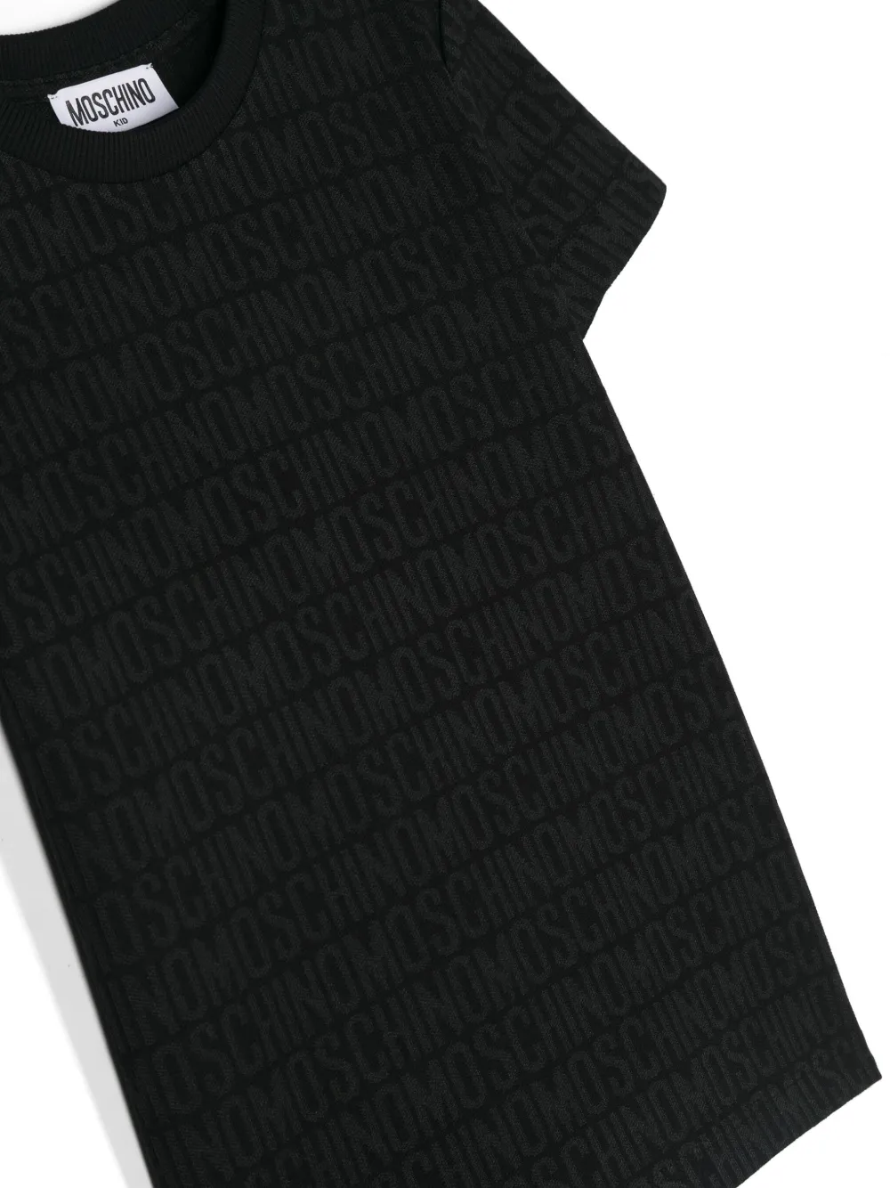Moschino Kids Geribbeld T-shirt met logo-jacquard Zwart
