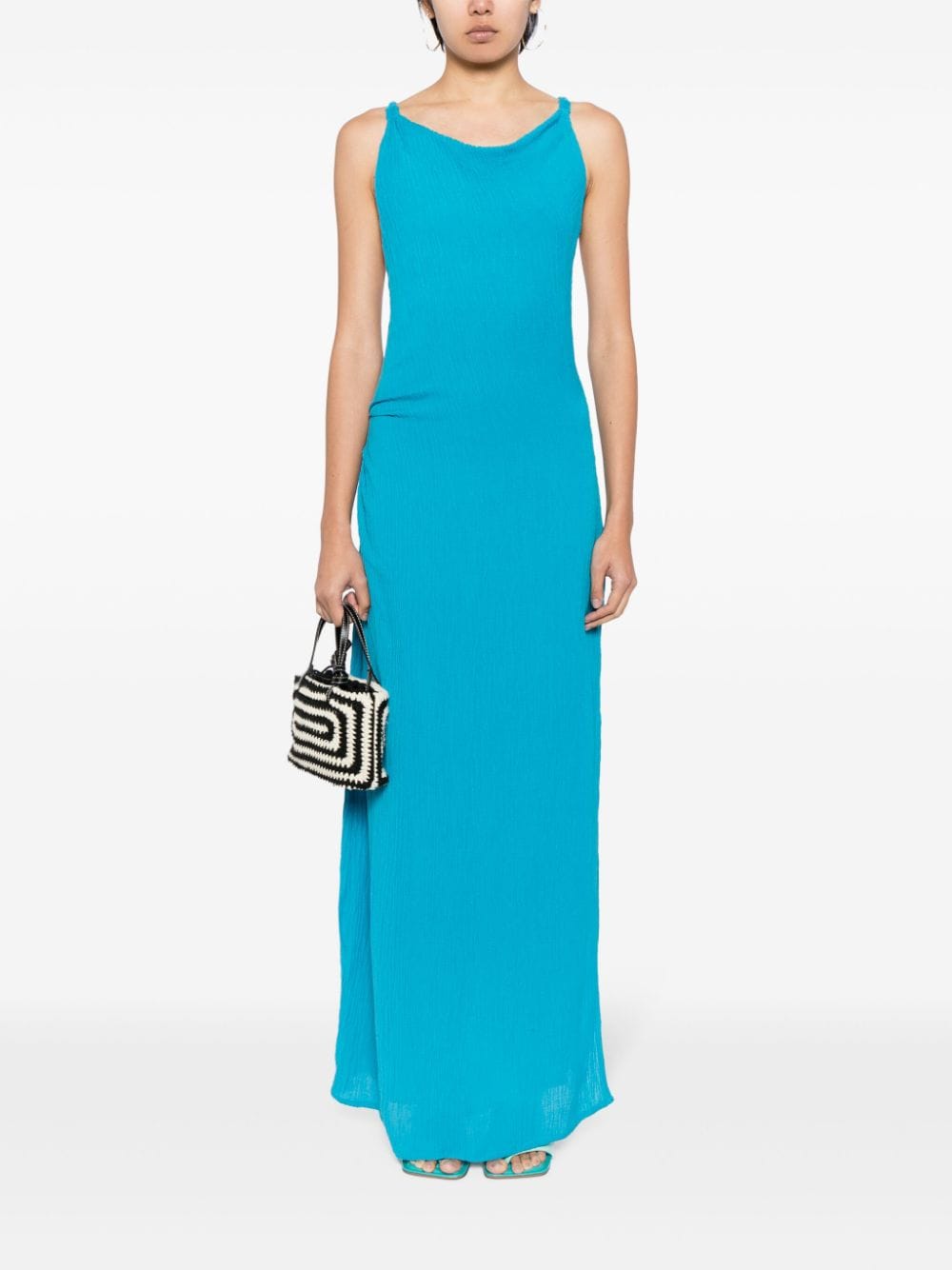 Shop Faithfull The Brand Palermo Linen-blend Maxi Dress In Blue