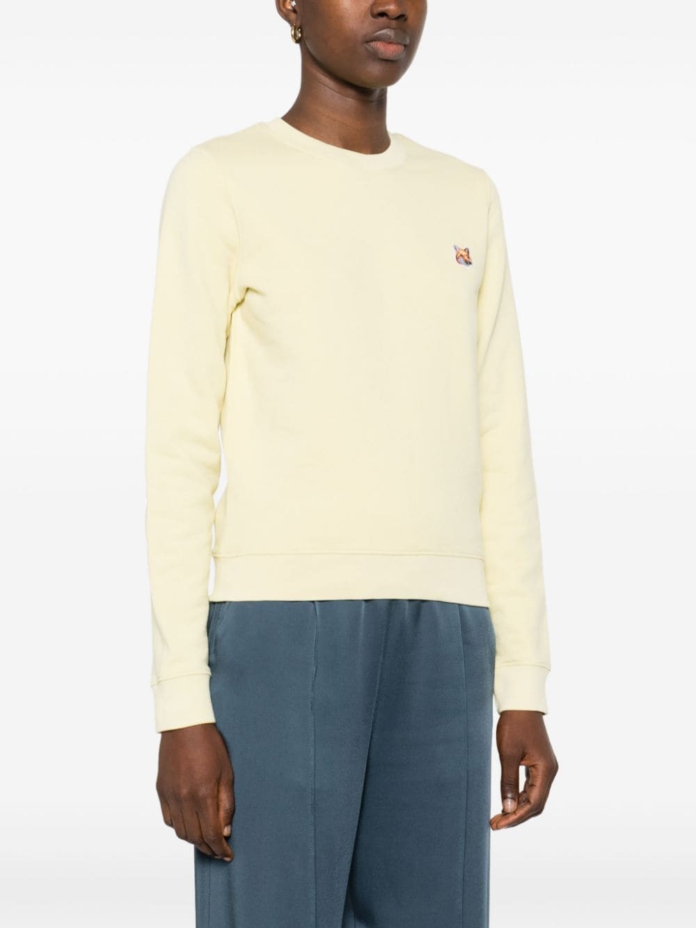 Shop Maison Kitsuné Fox-motif Cotton Sweatshirt In Yellow