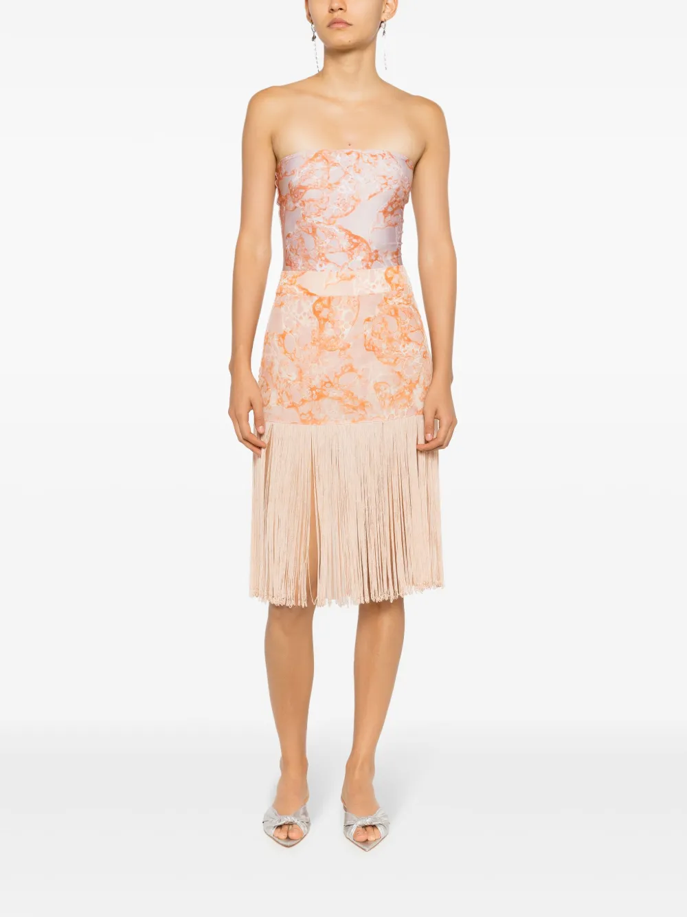 Adriana Degreas Midi-rok met franje - Oranje