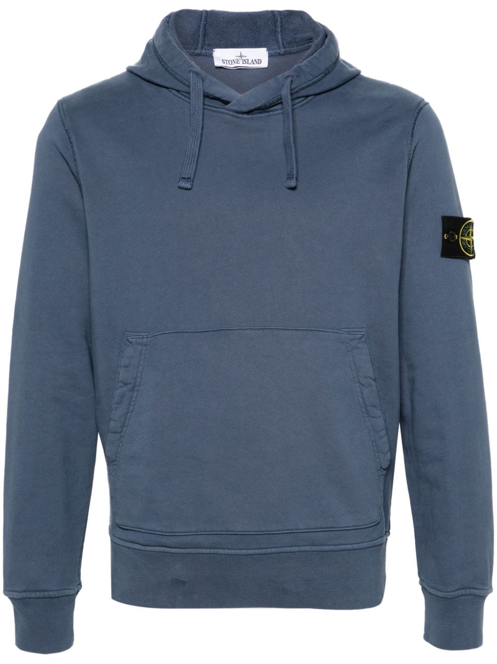Stone Island Compass-badge Cotton Hoodie In Blue